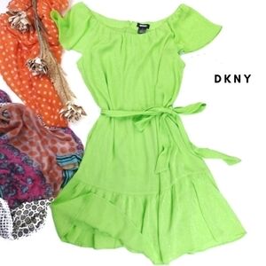 New DKNY Lime Green Gorgeous Dress Sz 14